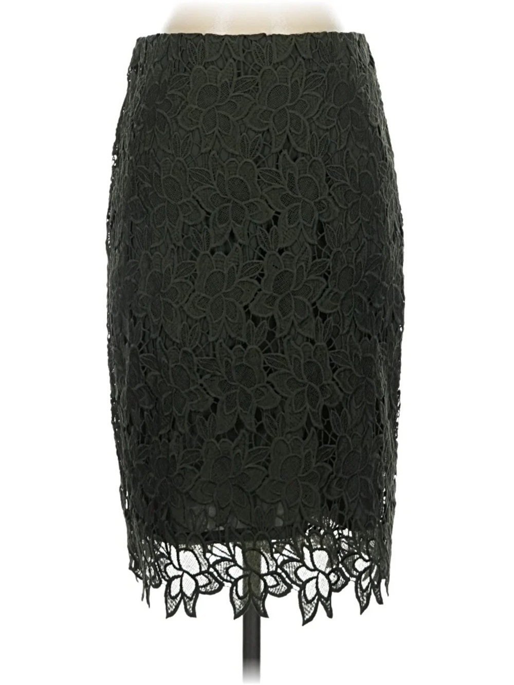 Ann Taylor Olive Green Lace Pencil Skirt